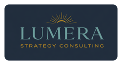 Lumera Strategy Consulting logo – premium consulting firm specializing in strategic guidance, energy alignment, and high-performance systems. Features teal wordmark with gold radiant sunburst accent.